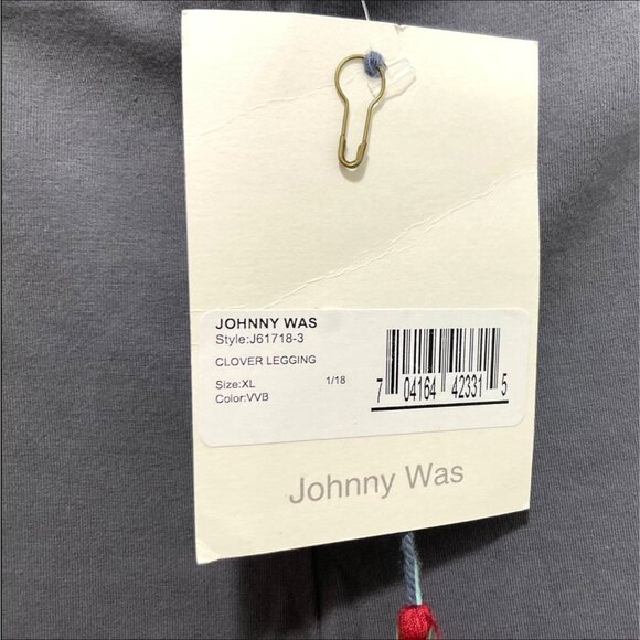 Johnny Was Clover Embroidered Leggings Charcoal Gray Floral Trim NWT XL MSRP 175 - Picture 7 of 8